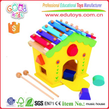 Xilófono y formador de la forma casa de madera niños educativos de aprendizaje temprano de juguete